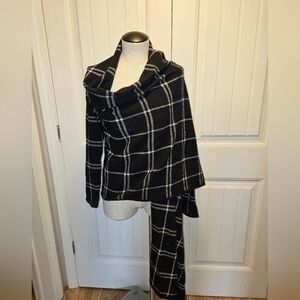 Ralph Lauren Cardigan Sweater Wrap Windowpane Pattern Lambs Wool Size Small